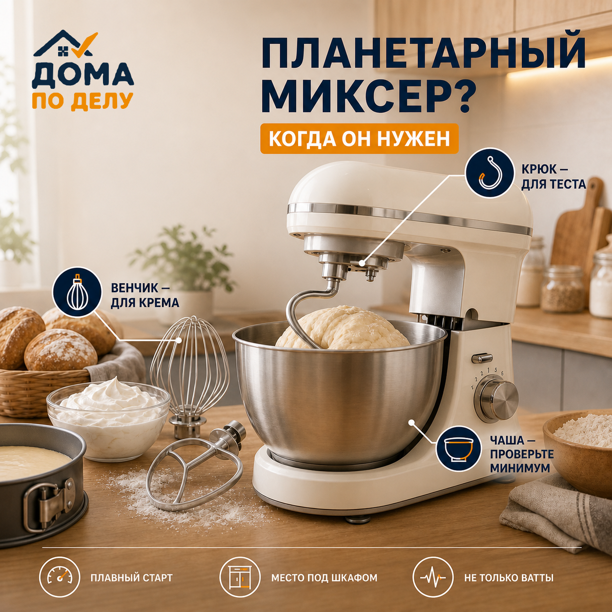 Планетарный миксер на кухне